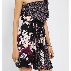 Urban Outfitters Black Strapless Floral Dress